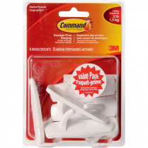 Command™ Adhesive Medium Mounting Hooks White 6/pkg