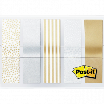 Post-it® Designer Flags 1/2" 20 Flags x 5 dispensers/pkg Assorted Metallic Colours