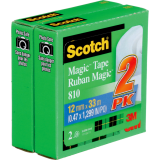 Scotch® Magic™ Invisible Tape Refill 1/2" (12.7mm x 32.9m) 2/pkg