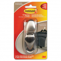 Command™ Forever Classic Adhesive Metal Large Hook with Brushed Nickel Finish