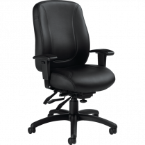 Offices to Go® Overtime™ Multi-Tilter Chair Medium Back Bonded Leather Luxhide Black