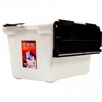 Storex® Flip Top Storage Tote Clear with Black Top