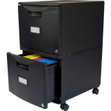 Storex® 2 Drawer Plastic Vertical File with Casters Letter Black
