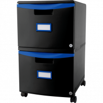 Storex® 2 Drawer Plastic Vertical File with Casters Letter Black/Blue