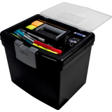 Storex® File Totes with Organzier Lid 13-1/2" Black
