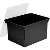 Storex® Comfort Grip Letter/Legal File Tote Black with Clear Lid