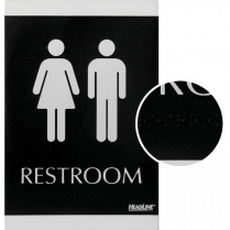Headline® Century Sign Restroom 6" x 9" Black & Silver