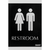 Headline® Century Sign Restroom 6" x 9" Black & Silver