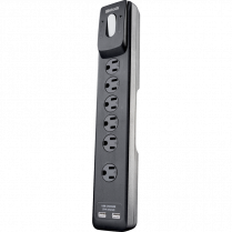 Woods® 6-Outlet USB Surge Protector and Charger