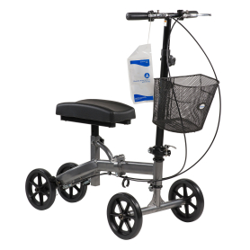 Foldable Steerable Knee Walker with Basket