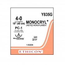 SUTURE MONOCRYL PLUS 4/0 13MM 45CM  (MCP835G) BX/12