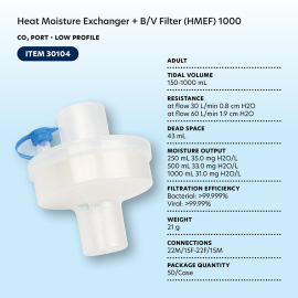 Heat Moisture Exchanger - BV Filter (HMEF) 1000, CO2 Port, L