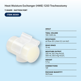 Heat Moisture Exchanger (HME) 1250 Tracheostomy, T-Shape, Su