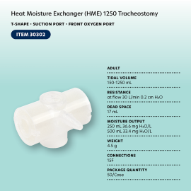 Heat Moisture Exchanger (HME) 1250 Tracheostomy, T-Shape, Su