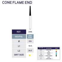 3195FF Cone Flame End Diamond Bur 879K/016 10pk