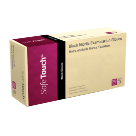 Safe-Touch Black Nitrile Exam Gloves, Powder-Free