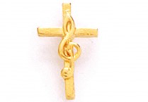 CROSS WITH CLEF LAPEL PIN