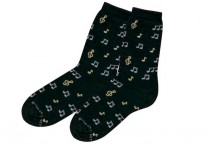 MUSICAL SOCKS Black with Gray & Gold Notes