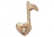 EIGHTH NOTE HEART WITH CROSS TACK PIN