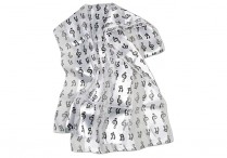 CHIFFON SCARF White with Clefs & Notes