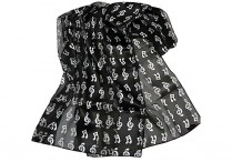 CHIFFON SCARF Black with Clefs & Notes