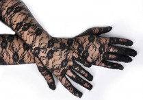BLACK LACE ELBOW LENGTH GLOVES