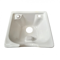 Ceramic Basin - square with ridge - White