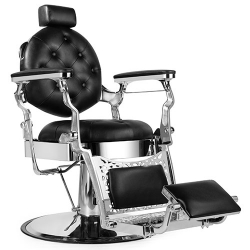 CALICO JACK Barber Chair - Silver Frame (Black Leather)