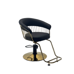 STARLING Styling Chair - Black with Gold & Footrest