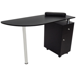 Manicure Table with Pedestal (Wooden) - Black