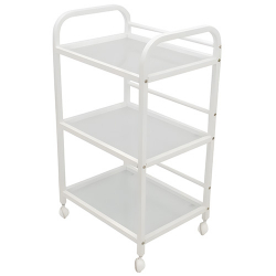 Salon Pro Beauty Trolley - 3 Tier with Glass Inlay - White