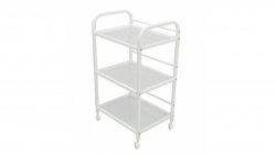 Salon Pro Beauty Trolley - 3 Tier with Glass Inlay - White