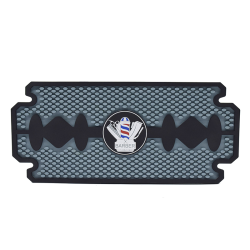 Heat Resistant Mat - Retro Barber 44cm x19cm-Blue/Black