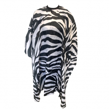 Cutting Cape - Zebra Pattern Black with Slide Clip