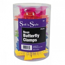 Soft 'n Style Neon Butterfly Clamps - 3' Wide - Tub of 36