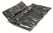 Alila 15 Piece Black and Gold Brush Set in Leather Tote