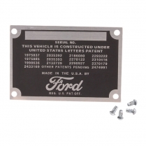 Patent Data Plate - 1948-52 Ford Truck, 1949-50 Ford Car