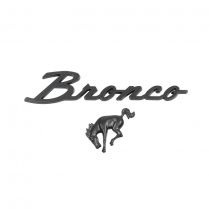 Bronco Script & Horse Emblem Set - Universal - Peel & Stick Application - Satin Black - 1966-96 Ford Bronco, 2021-Up Ford Bronco