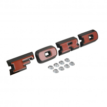 FORD Grille Letters - Satin Black with Red Insert - 1967-77 Ford Bronco