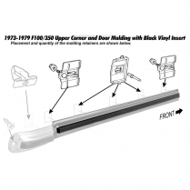 Upper Door Molding - Left Hand - 1973-79 Ford Truck, 1978-79 Ford Bronco