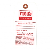 Tag - FoMoCo Anti-Freeze Tag - 1953-64 Ford Truck, 1954-65 Ford Car