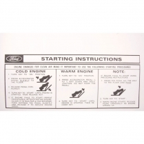 Decal - Starting Instructions - 1962-73 Ford Car  