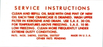 Decal - Air Cleaner Service Instructions - 1952-53 Ford Car  