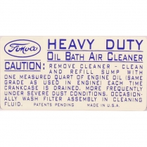 Decal - Air Cleaner Oil Bath Service Instructions - 1948-51 Ford Truck    