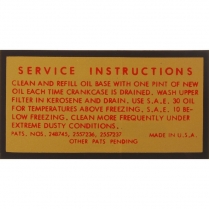 Decal - Air Cleaner Oil Bath Service Instructions - 1955-56 Ford Car  