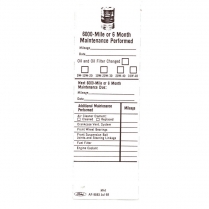 Decal - Maintenance Record - 1962-72 Ford Truck, 1960-72 Ford Car  