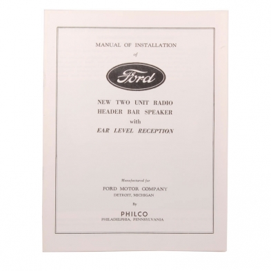 Radio Installation Manual - 1935 Ford Car