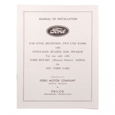 Radio Installation Manual - 1937 Ford Car