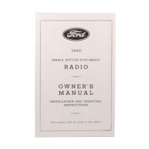 Radio Installation Manual - 1940 Ford Car