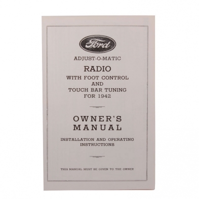 Radio Installation Manual - 1942 Ford Car